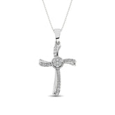 14K White Gold 1/5 Ct.Tw. Diamond Cross Pendant