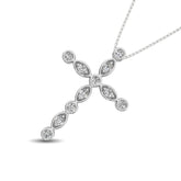 14K White Gold 1/4 Ct.Tw. Diamond Cross Pendant