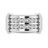 10K White Gold 1/2 Ctw Round Cut Diamond Mens Wedding Band