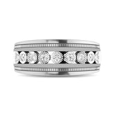 10K White Gold 1/2 Ct.Tw. Diamond 9 Stone Illusion Mens Band