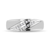 Diamond Accent 1/5 Ctw Men's Slant Wedding Band in 10K White Gold