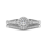 Diamond Bridal Ring 1/4 ct tw in Round and Straight Baguette in 10K White Gold