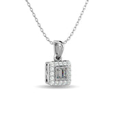 Diamond 1/8 Ct.Tw. Round and Baguette Fashion Pendant in 10K White Gold