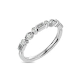Diamond 1/5 ct tw Round and Straight Baguette Stackable Ring in 14K White Gold