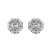 Diamond 2/5 ct tw Flower Earrings in 10K White Gold