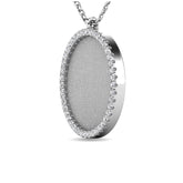 Diamond 1/8 ct tw Circle Disc Matt Finish Pendant in 10K White Gold