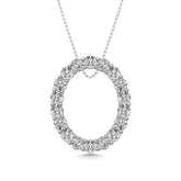 Diamond 1 ct tw Oval Shape Pendant in 14K White Gold