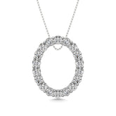 Diamond 1 1/2 ct tw Oval Shape Pendant in 14K White Gold