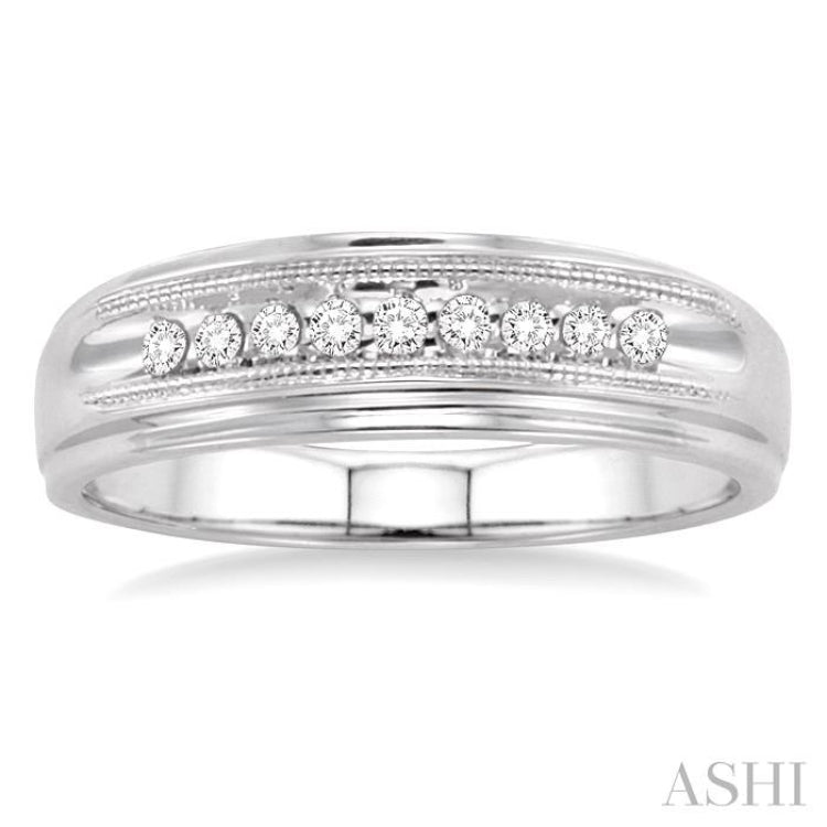 1/8 Ctw Round Cut Diamond Men's Ring in 10K White Gold 1/8 Ctw Round Cut Diamond Men's Ring in 10K White Gold