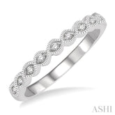 1/10 Ctw Oval Lattice Round Cut Diamond Ladies Band in 14K White Gold