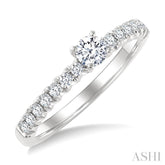 1/2 Ctw Endless Embrace Round Cut Diamond Ladies Engagement Ring with 1/4 Ct Round Cut Center Stone in 14K White Gold