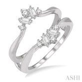3/8 Ctw Baguette and Round Cut Diamond Insert Ring in 14K White Gold