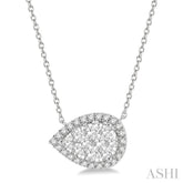3/4 Ctw Pear Shape Round Cut Diamond Lovebright Pendant With Chain in 14K White Gold