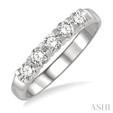1/2 Ctw 5 Stone Round Cut Diamond Wedding Band in 14K White Gold