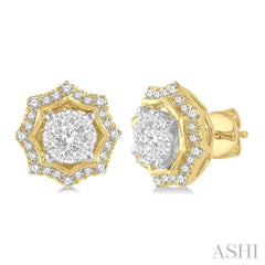 1/2 Ctw Star Lattice Lovebright Round Cut Diamond Earring in 14K Yellow and White Gold 1/2 Ctw Star Lattice Lovebright Round Cut Diamond Earring in 14K Yellow and White Gold