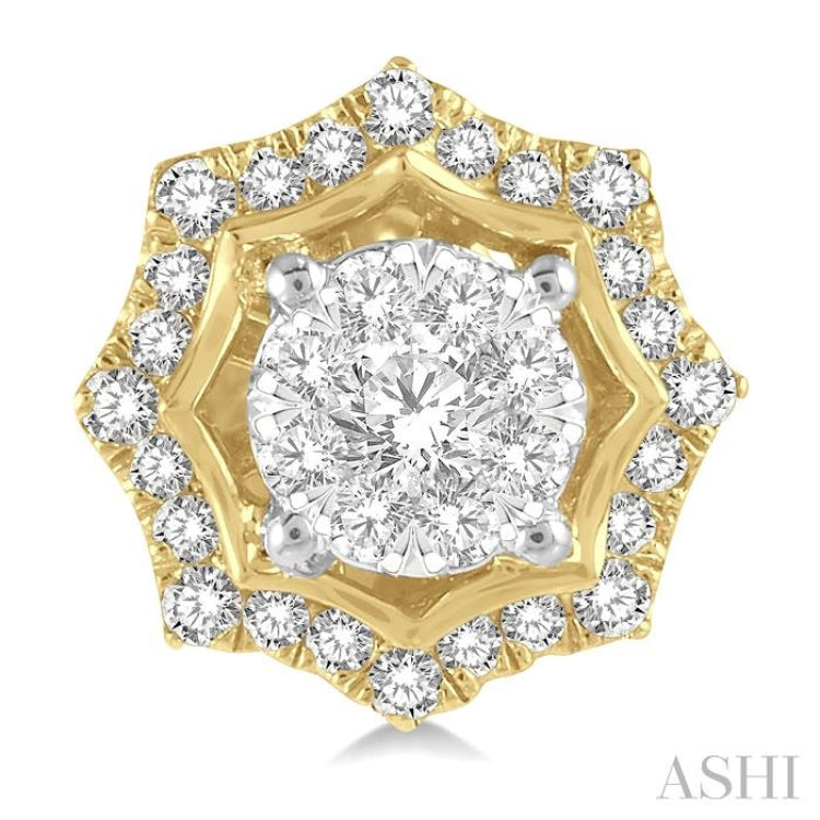 1/2 Ctw Star Lattice Lovebright Round Cut Diamond Earring in 14K Yellow and White Gold 1/2 Ctw Star Lattice Lovebright Round Cut Diamond Earring in 14K Yellow and White Gold