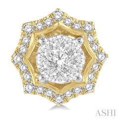 1/2 Ctw Star Lattice Lovebright Round Cut Diamond Earring in 14K Yellow and White Gold 1/2 Ctw Star Lattice Lovebright Round Cut Diamond Earring in 14K Yellow and White Gold
