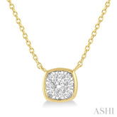 1/6 Ctw Cushion Shape Lovebright Diamond Pendant With Chain in 14K Yellow and White Gold