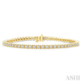 2 Ctw Square Shape Round Cut Diamond Tennis Bracelet in 14K Yellow Gold