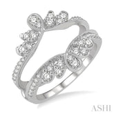 1/2 Ctw Milgrain Twist Round Cut Diamond Insert Ring in 14K White Gold