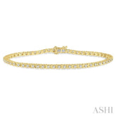 1 Ctw Round Cut Diamond Tennis Tulip Bracelet in 14K Yellow Gold