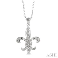 1/20 Ctw Single Cut Diamond Fleur De Lis Pendant in Sterling Silver with Chain 1/20 Ctw Single Cut Diamond Fleur De Lis Pendant in Sterling Silver with Chain