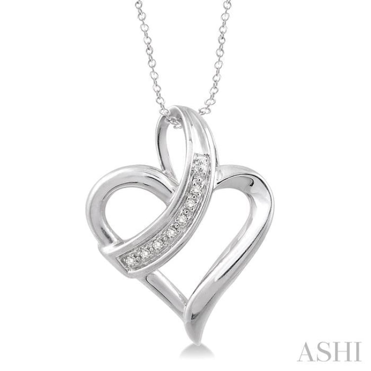 1/20 Ctw Single Cut Diamond Heart Pendant in Sterling Silver with Chain 1/20 Ctw Single Cut Diamond Heart Pendant in Sterling Silver with Chain