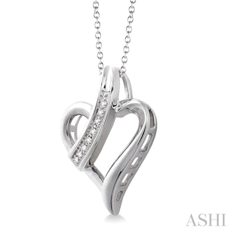 1/20 Ctw Single Cut Diamond Heart Pendant in Sterling Silver with Chain 1/20 Ctw Single Cut Diamond Heart Pendant in Sterling Silver with Chain