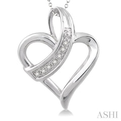 1/20 Ctw Single Cut Diamond Heart Pendant in Sterling Silver with Chain 1/20 Ctw Single Cut Diamond Heart Pendant in Sterling Silver with Chain