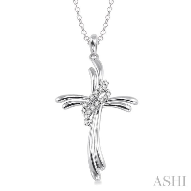 1/20 Ctw Single Cut Diamond Cross Pendant in Sterling Silver with Chain 1/20 Ctw Single Cut Diamond Cross Pendant in Sterling Silver with Chain