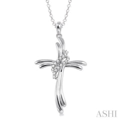 1/20 Ctw Single Cut Diamond Cross Pendant in Sterling Silver with Chain 1/20 Ctw Single Cut Diamond Cross Pendant in Sterling Silver with Chain