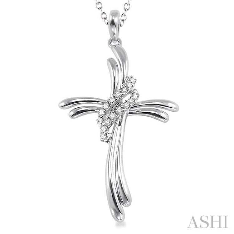 1/20 Ctw Single Cut Diamond Cross Pendant in Sterling Silver with Chain 1/20 Ctw Single Cut Diamond Cross Pendant in Sterling Silver with Chain