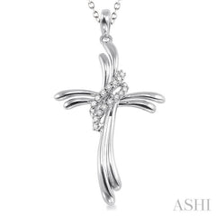1/20 Ctw Single Cut Diamond Cross Pendant in Sterling Silver with Chain 1/20 Ctw Single Cut Diamond Cross Pendant in Sterling Silver with Chain