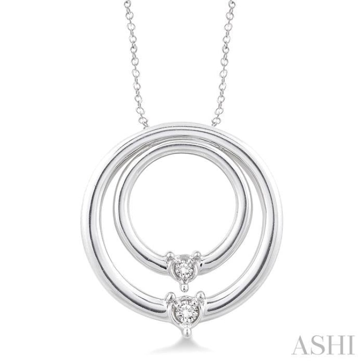 1/20 Ctw Round Cut Diamond Circle Pendant in Sterling Silver with Chain 1/20 Ctw Round Cut Diamond Circle Pendant in Sterling Silver with Chain