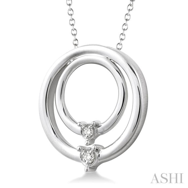 1/20 Ctw Round Cut Diamond Circle Pendant in Sterling Silver with Chain 1/20 Ctw Round Cut Diamond Circle Pendant in Sterling Silver with Chain