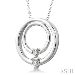 1/20 Ctw Round Cut Diamond Circle Pendant in Sterling Silver with Chain 1/20 Ctw Round Cut Diamond Circle Pendant in Sterling Silver with Chain