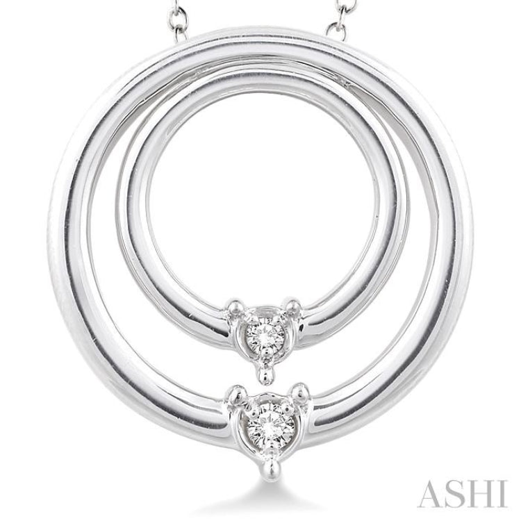 1/20 Ctw Round Cut Diamond Circle Pendant in Sterling Silver with Chain 1/20 Ctw Round Cut Diamond Circle Pendant in Sterling Silver with Chain