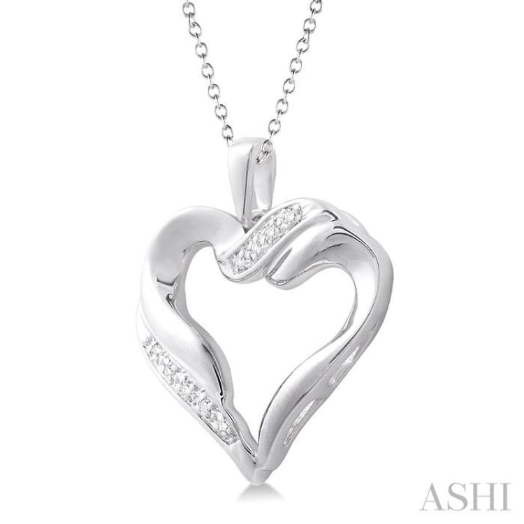 1/20 Ctw Single Cut Diamond Heart Pendant in Sterling Silver with Chain 1/20 Ctw Single Cut Diamond Heart Pendant in Sterling Silver with Chain