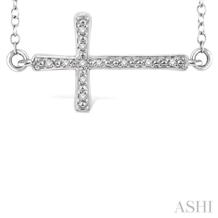 1/20 Ctw Round Cut Diamond Cross Pendant in Sterling Silver with Chain 1/20 Ctw Round Cut Diamond Cross Pendant in Sterling Silver with Chain