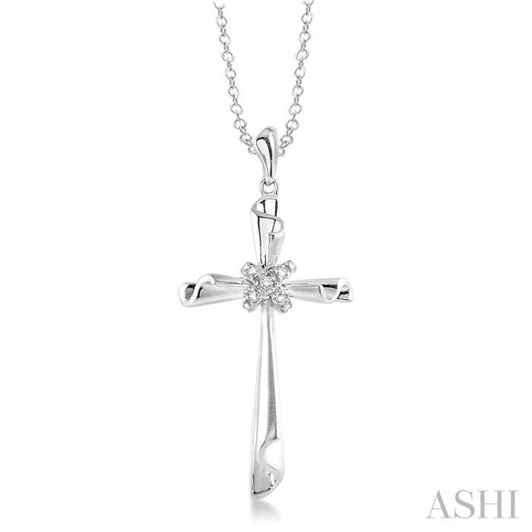1/20 Ctw Single Cut Diamond Cross Pendant in Sterling Silver with Chain 1/20 Ctw Single Cut Diamond Cross Pendant in Sterling Silver with Chain