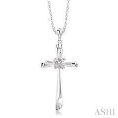 1/20 Ctw Single Cut Diamond Cross Pendant in Sterling Silver with Chain 1/20 Ctw Single Cut Diamond Cross Pendant in Sterling Silver with Chain