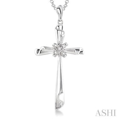 1/20 Ctw Single Cut Diamond Cross Pendant in Sterling Silver with Chain 1/20 Ctw Single Cut Diamond Cross Pendant in Sterling Silver with Chain