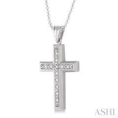 1/20 Ctw Single Cut Diamond Cross Pendant in Sterling Silver with Chain 1/20 Ctw Single Cut Diamond Cross Pendant in Sterling Silver with Chain