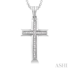 1/20 Ctw Single Cut Diamond Cross Pendant in Sterling Silver with Chain 1/20 Ctw Single Cut Diamond Cross Pendant in Sterling Silver with Chain