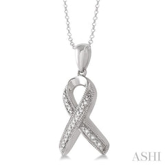 1/20 Ctw Single Cut Diamond Support Ribbon Pendant in Sterling Silver with Chain 1/20 Ctw Single Cut Diamond Support Ribbon Pendant in Sterling Silver with Chain