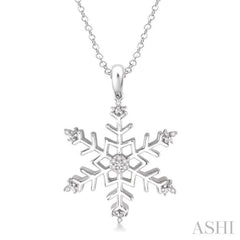 1/20 Ctw Single Cut Diamond Snowflake Pendant in Sterling Silver with Chain 1/20 Ctw Single Cut Diamond Snowflake Pendant in Sterling Silver with Chain