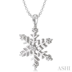1/20 Ctw Single Cut Diamond Snowflake Pendant in Sterling Silver with Chain 1/20 Ctw Single Cut Diamond Snowflake Pendant in Sterling Silver with Chain