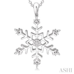 1/20 Ctw Single Cut Diamond Snowflake Pendant in Sterling Silver with Chain 1/20 Ctw Single Cut Diamond Snowflake Pendant in Sterling Silver with Chain