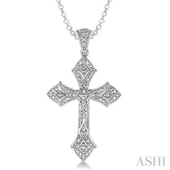 1/20 Ctw Single Cut Diamond Cross Pendant in Sterling Silver with Chain 1/20 Ctw Single Cut Diamond Cross Pendant in Sterling Silver with Chain