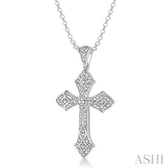 1/20 Ctw Single Cut Diamond Cross Pendant in Sterling Silver with Chain 1/20 Ctw Single Cut Diamond Cross Pendant in Sterling Silver with Chain